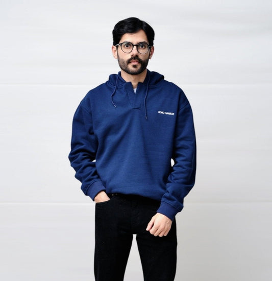 V Neck Hoodie (Navy)